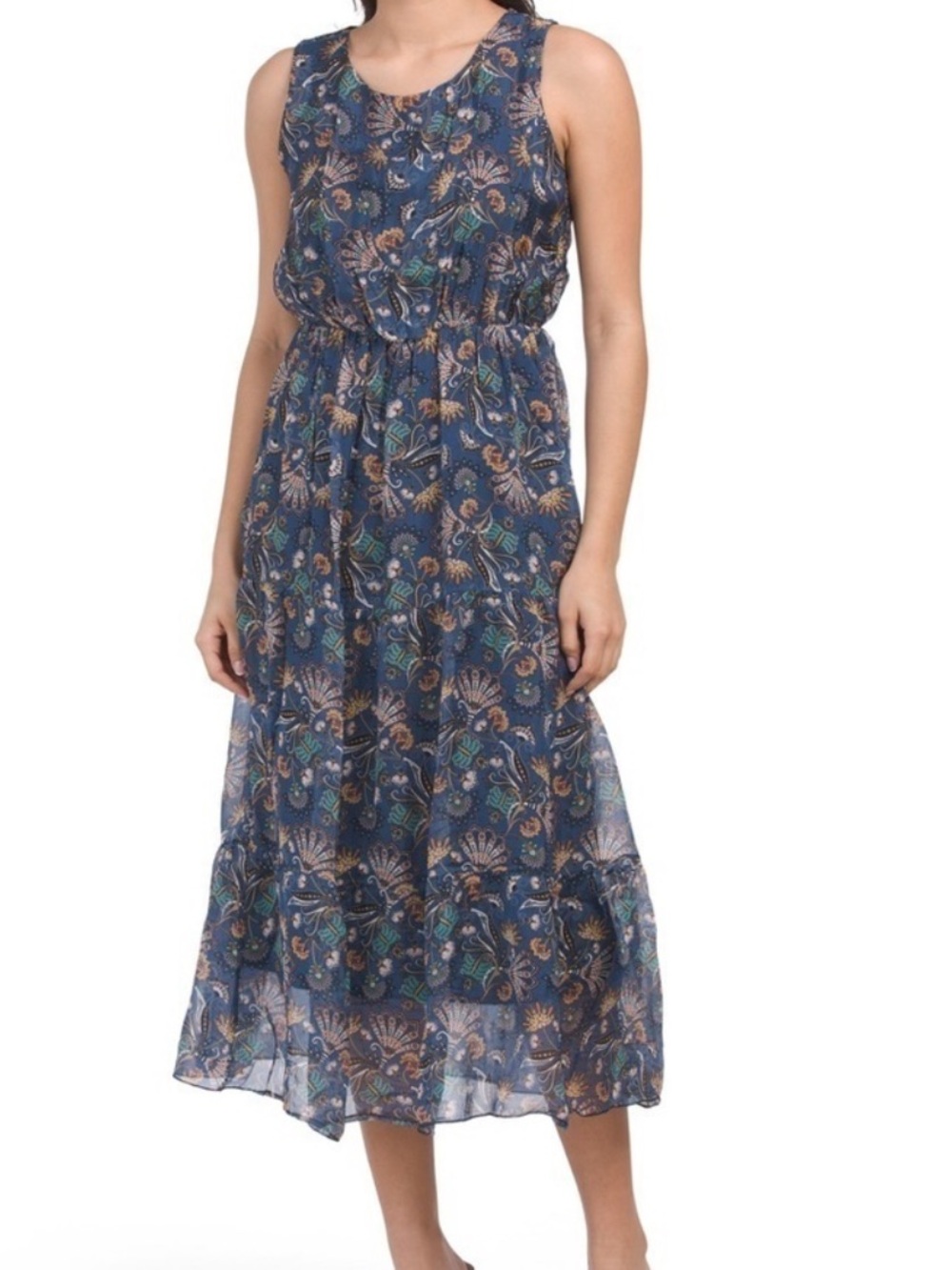 Lara Guidotti Women’s L Italian Made Sleveless Silk Blend Maxi Dress Floral